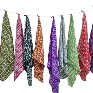 Conjunto de bandanas de algodão orgânico a granel - cachecóis estampados com paisley e estampa de blocos de mão