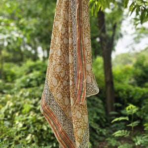 Hand Block Printed Zari Cotton Sarong, Beach Wrap Pareo, Long Scarf, Large Sarong, Cover up, Soft Fabric Scarf, Fashion Shawl Beach Sarong