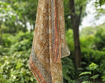 Hand Block Printed Cotton Sarong: Beach Wrap, Scarf, Cover-Up