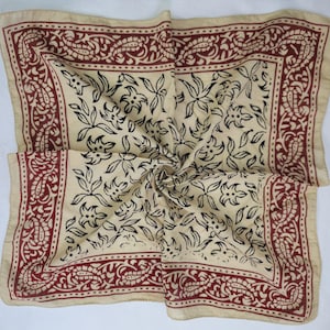 Hand Block Print Bandana. Paisley Design Scarf, Vintage Bandana, Winter Scarf, Cotton Bandana, Unique Design Bandana