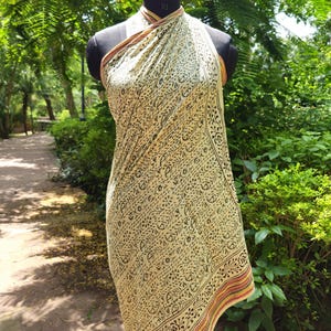 Hand Block Printed Zari Cotton Sarong, Beach Wrap Pareo, Long Scarf, Large Sarong, Cover up, Soft Fabric Scarf, Fashion Shawl Beach Sarong