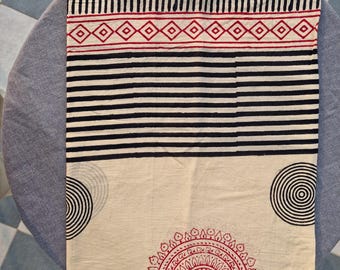 Hand Block Print Cotton Sarong - Bohemian Beach Wrap Cover-Up