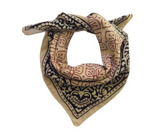 Handblock Gedruckt Baumwolle Bandana: Blumen Print Headwrap Halstuch