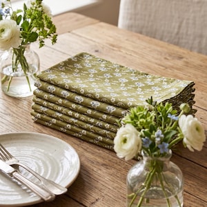 Block Printed Napkins - 100 PC Cotton Cloth Napkins Match Hand Block Perfect for Kids, Wedding Events, Cocktail Napkins Dining Table Cloth