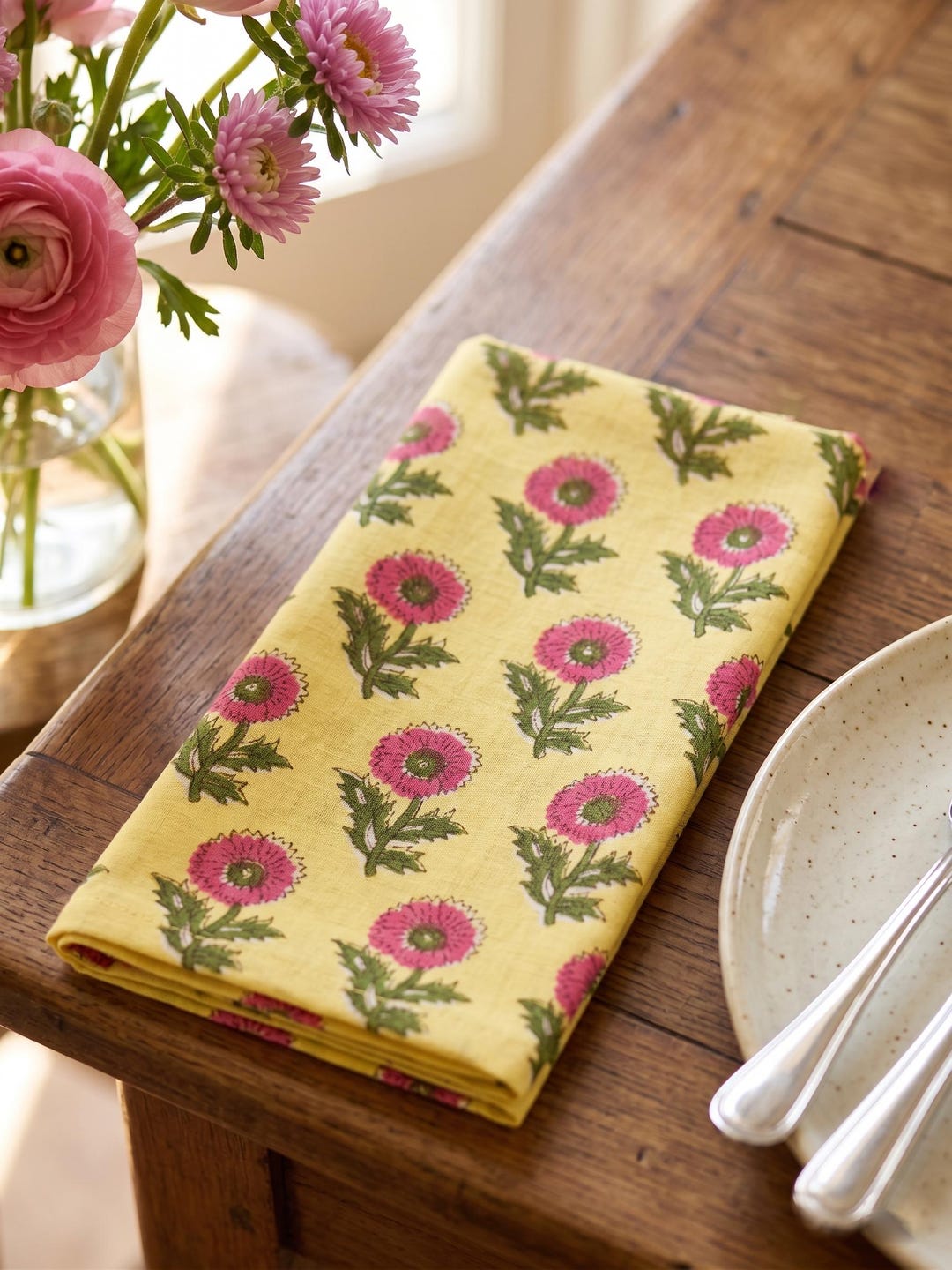 Block Print Cotton Napkins, Floral Wedding Table Decor 100% Cotton ...