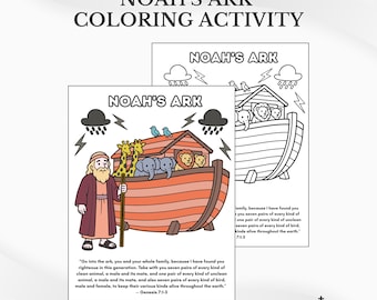 Noah's Ark Bible Coloring: Sunday School Activity Page (PDF Download)