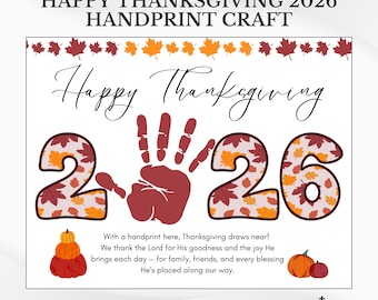 ¡Feliz Día de Acción de Gracias 2026! Manualidad con huellas de manos: Actividad de otoño para la escuela dominical (Descarga en PDF)