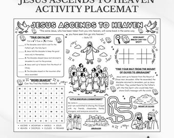 Jesus Ascends to Heaven Bible Activity Placemat: Sunday School Coloring Page (PDF Download)