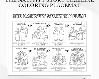 Tapete para colorear con la cronología de la historia de la Natividad: Página de actividades para la escuela dominical (Descarga en PDF)