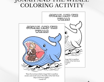 Jonah and the Whale Bible Coloring: Sunday School Activity Page (PDF Download)