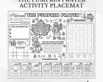 The Pumpkin Prayer Bible Activity Placemat: Sunday School Coloring Page (PDF Download)