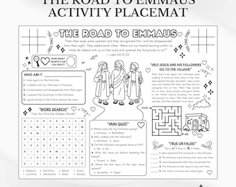 El camino a Emaús: mantel individual para actividades bíblicas: página para colorear de la escuela dominical (descarga en PDF)
