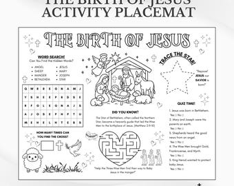 Die Geburt Jesu Krippe Tischset Tischset: Weihnachten Malseite (PDF Download)