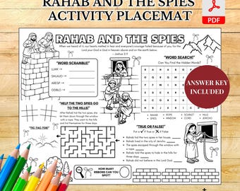 Rahab and the Spies Bible Activity Placemat: Sunday School Coloring Page (PDF Download)