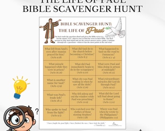 The Life of Apostle Paul Bible Scavenger Hunt: New Testament Church Game (PDF Download)