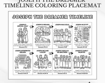 Tapete para colorear con la cronología de José el Soñador: Página de actividades para la escuela dominical (Descarga en PDF)