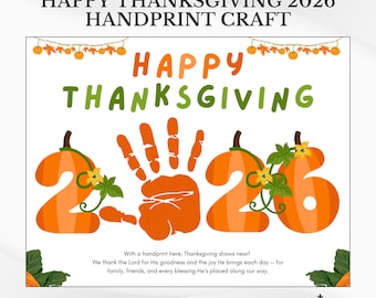 ¡Feliz Día de Acción de Gracias 2026! Manualidad con huellas de manos: Actividad de otoño para la escuela dominical (Descarga en PDF)