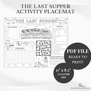 The Last Supper Bible Activity Placemat: Holy Week Sunday School ...