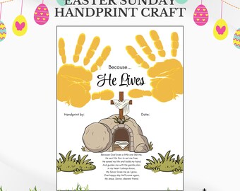 Because He Lives Handprint Craft: Easter Sunday Preschool Keepsake Activity (PDF Download)