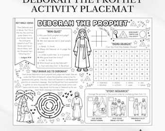 Mantel individual de Deborah para actividades: Página para colorear de la escuela dominical (Descarga en PDF)