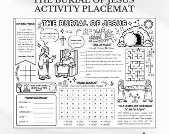 The Burial of Jesus Bible Activity Placemat: Sunday School Coloring Page (PDF Download)