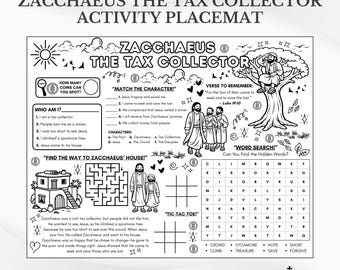 Zacchaeus the Tax Collector Bible Activity Placemat: Sunday School Coloring Page (PDF Download)