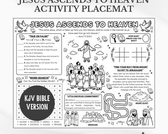 KJV Jesus Ascends to Heaven Bible Activity Placemat: Sunday School Coloring Page (PDF Download)