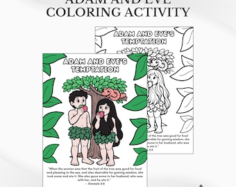 Adam and Eve Bible Coloring: Sunday School Activity Page (PDF Download)