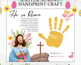 He Is Risen Handprint Craft: Easter Sunday Preschool Keepsake Activity (PDF Download)