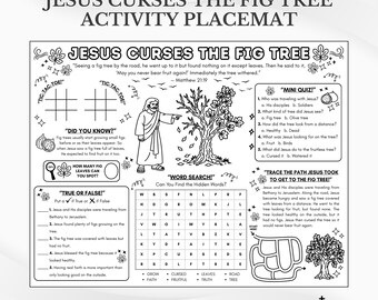 Tapete para actividades bíblicas: Jesús maldice la higuera. Página para colorear para la escuela dominical (descarga en PDF).