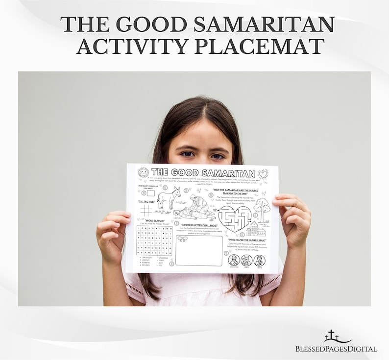 The Good Samaritan Bible Activity Placemat: Sunday School Coloring Page ...