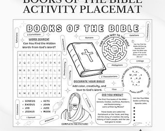 Books of the Bible Activity Placemat: Sunday School Coloring Printable (PDF Download)