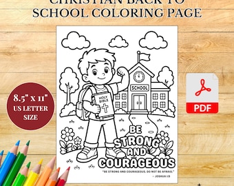 Sé fuerte y valiente: Página para colorear de regreso a clases: Actividad para el domingo en la iglesia (Descarga en PDF)