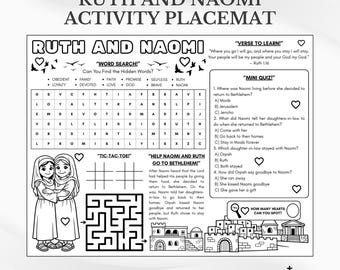 Ruth und Naomi Bibel-Tätigkeits-Tischset: Sonntagsschule zum Ausmalen (PDF-Download)
