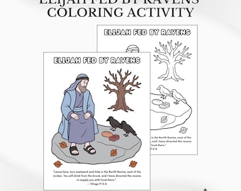 Elijah Fed by Ravens Bible Coloring: Sunday School Activity Page (PDF Download)