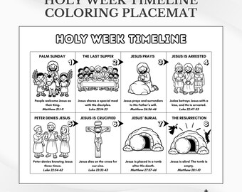Holy Week Timeline Coloring Placemat: Sunday School Activity Page (PDF Download)