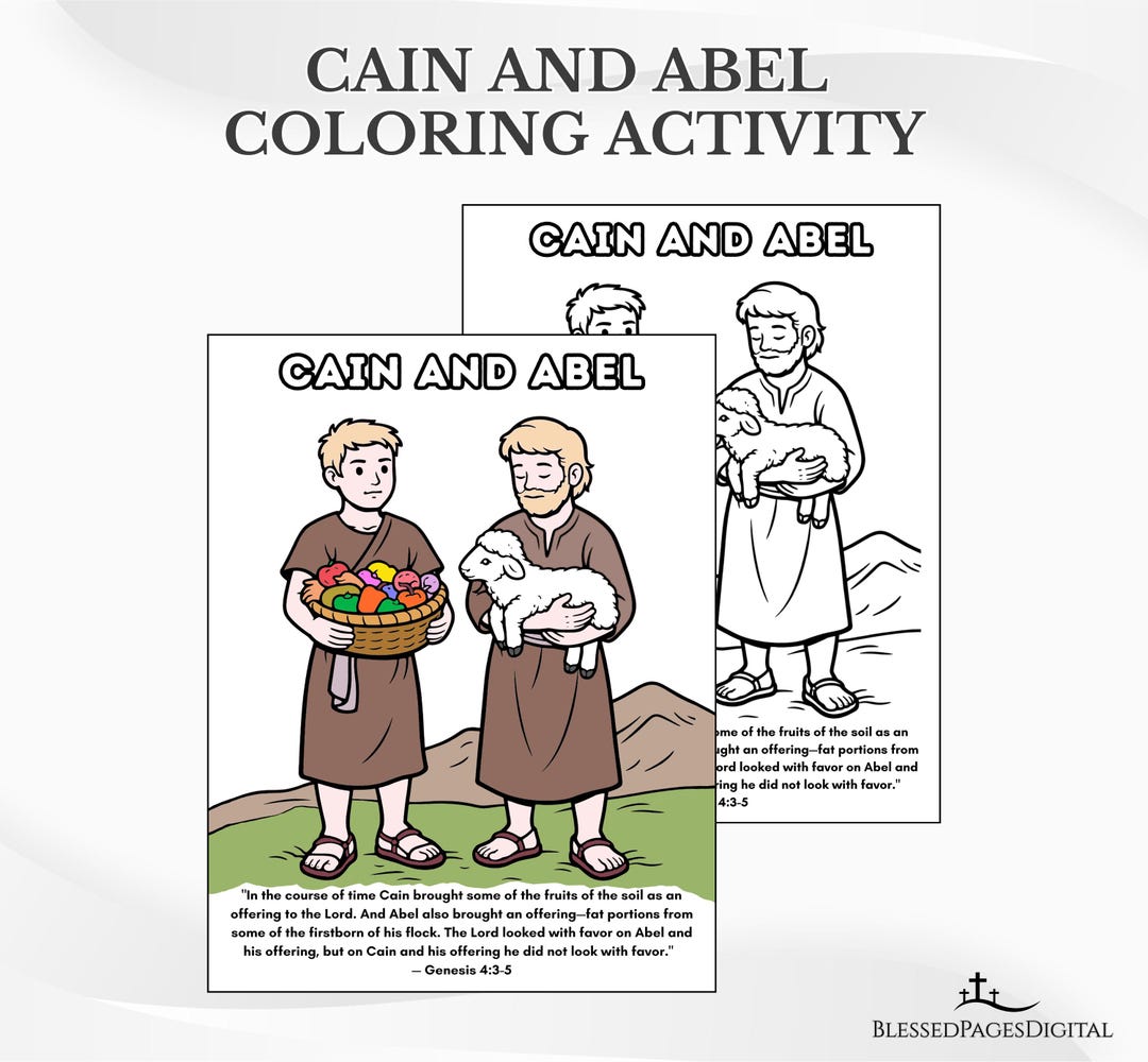 Cain and Abel Bible Coloring: Sunday School Activity Page (PDF Download ...