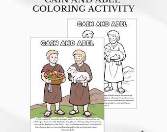 Cain and Abel Bible Coloring: Sunday School Activity Page (PDF Download)