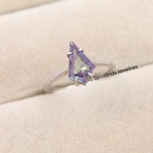 Bague alexandrite taille cerf-volant : argent sterling pierre changeant de couleur