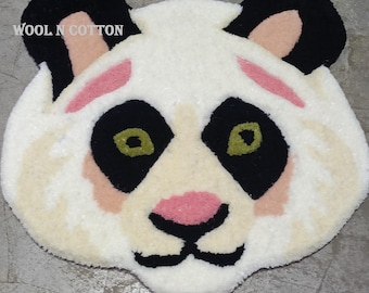 Handmade Panda Face Tufted Rug, Kids Playroom Decor