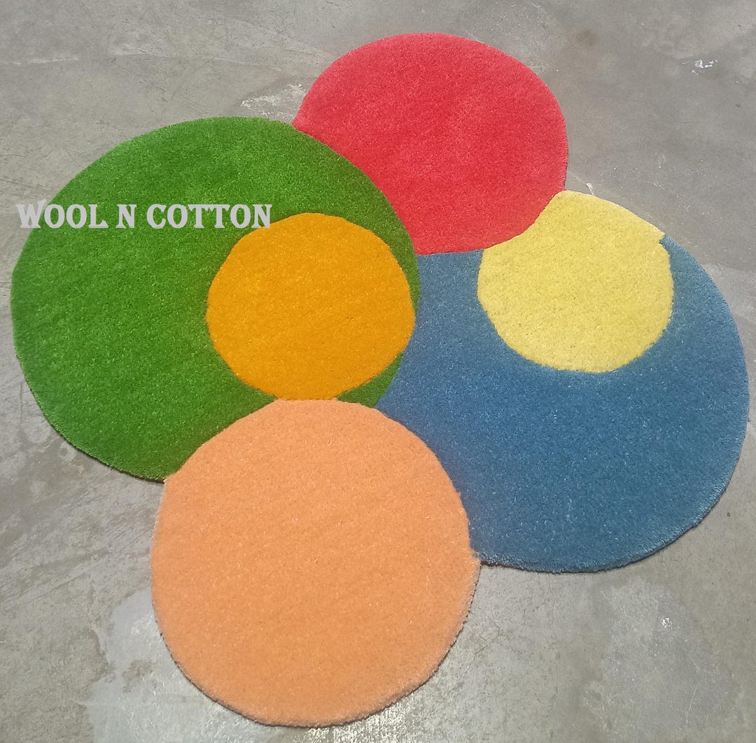 Handmade Multicolor Circle Tufted Rug – Modern Nursery Playroom Carpet ...