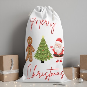 Christmas Gift Sack, Holiday Storage Bag, Santa Gift Bag, Festive Drawstring Sack, Merry Christmas Decoration