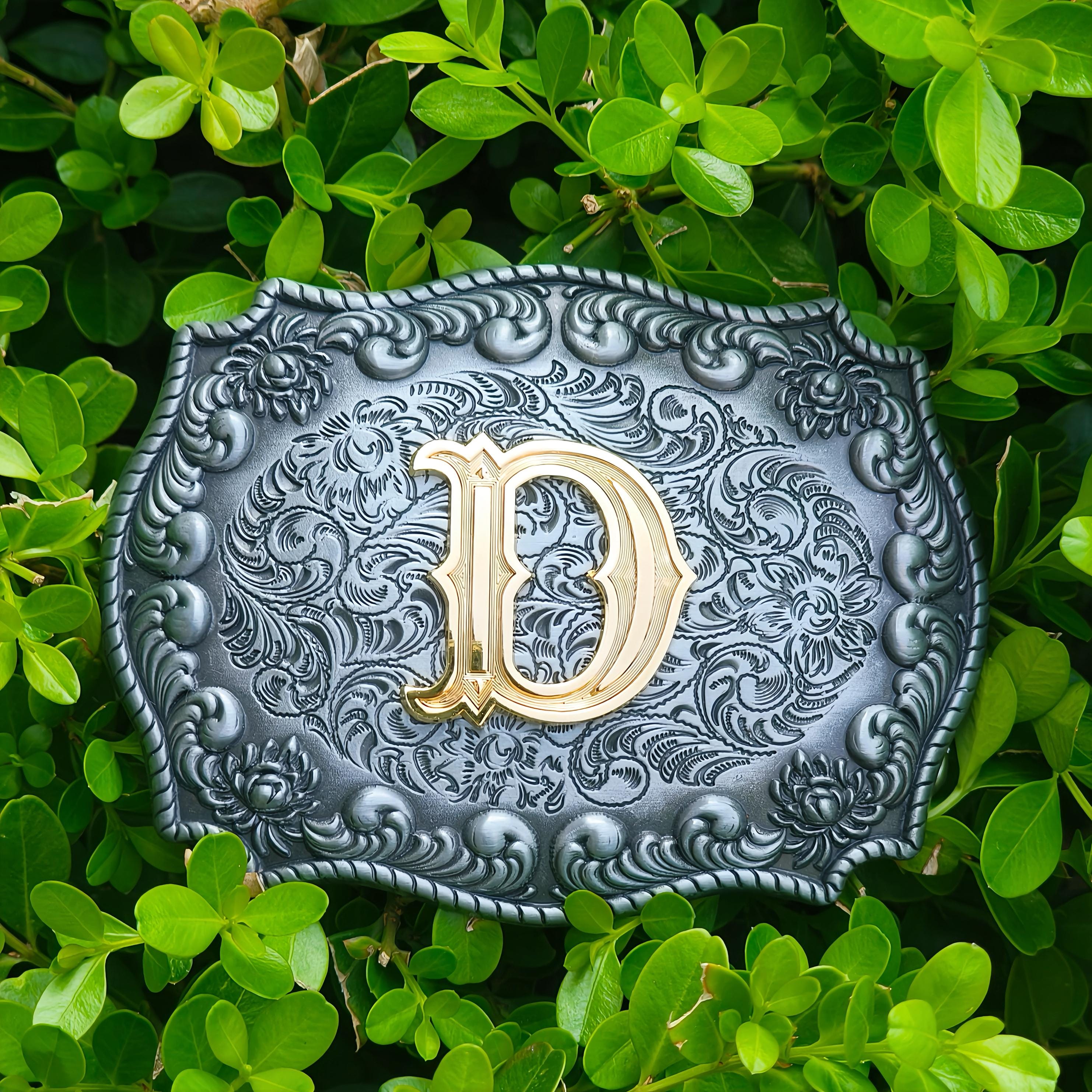 Western 3D Initial Letter "T" Belt Buckle – Rodeo Cowboy Style For Men, 1.5" Belt