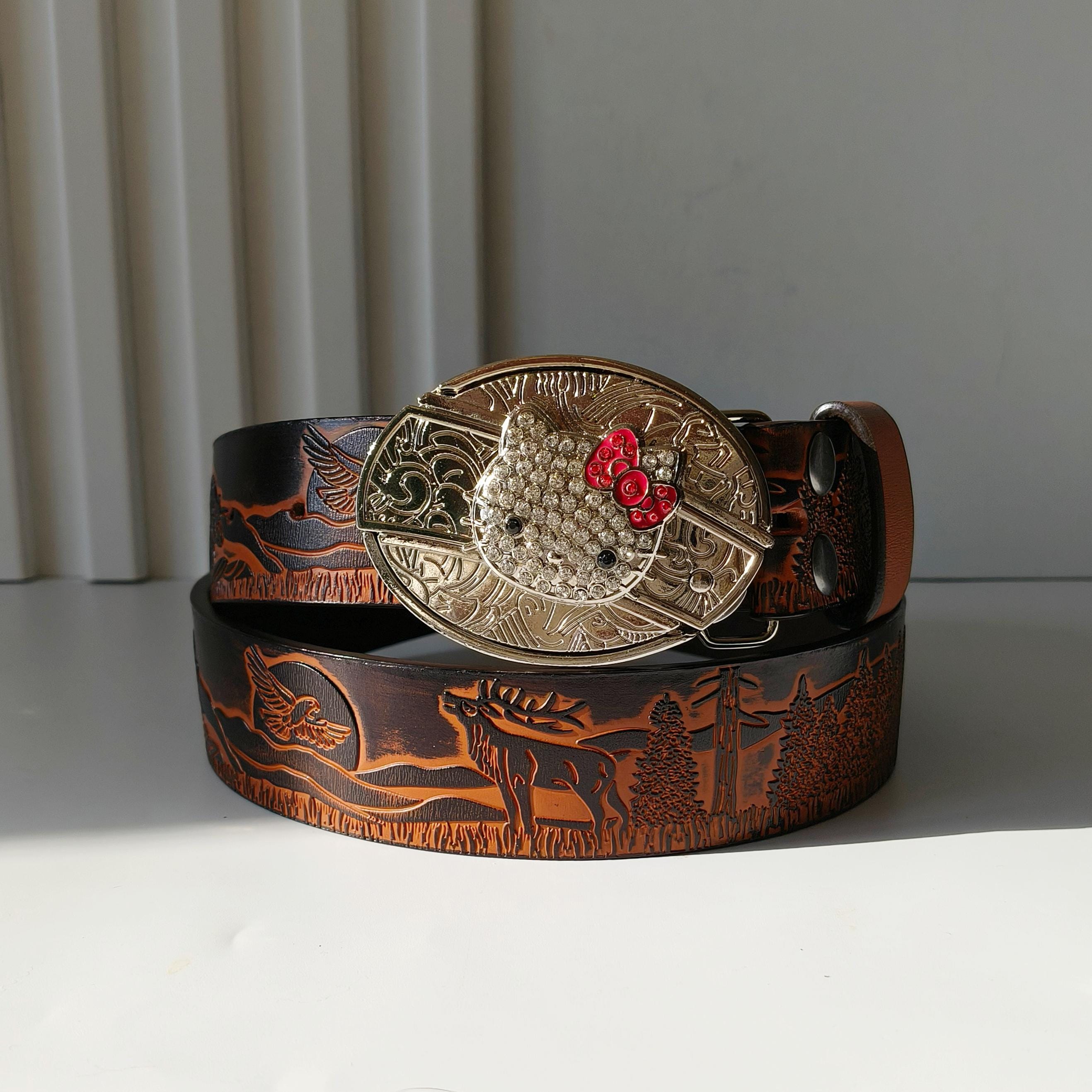 Antique ladies belt buckle . Very ornate design and old style for that vintage Amazon.com: BBOTEN Antique Engraved Flower Belt Buckle  main image 2