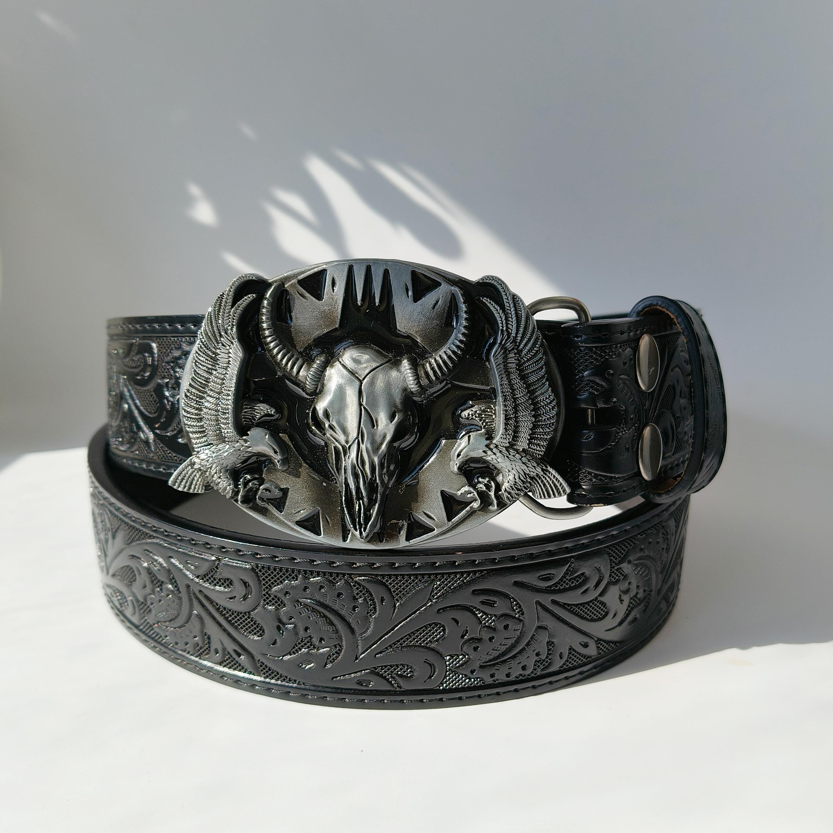 Retro Black Cow-shaped Belt Buckle | Vintage Western Cowboy Belt