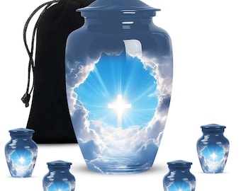 Heavenly Cross Urns for Ashes Keepsake, Urn for Human Ashes Adult male & Female, Urn for Women Ash, Large Cremation Urn for Adults
