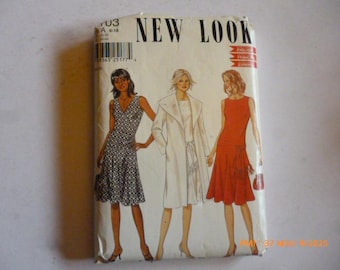 New Look 6103 sewing pattern  drop-waist dress variations and coat  sizes 6-16 Complete Factory Folded Un-cut Out of Print