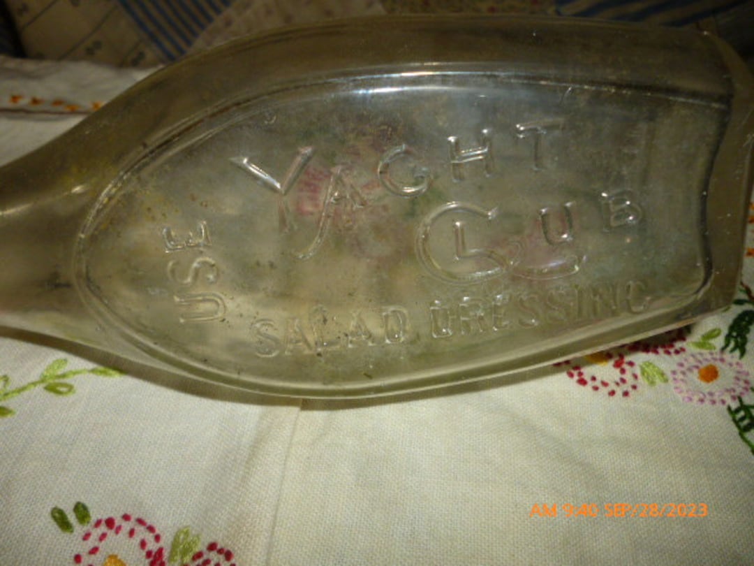 Antique Yacht Club Salad Dressing Chicago Bottle 1900 Hand Blown Bottle