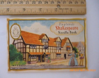 Antique Shakespeare Needle Book Sewing England Shakespeare Excellent 1930's Sewing Needles