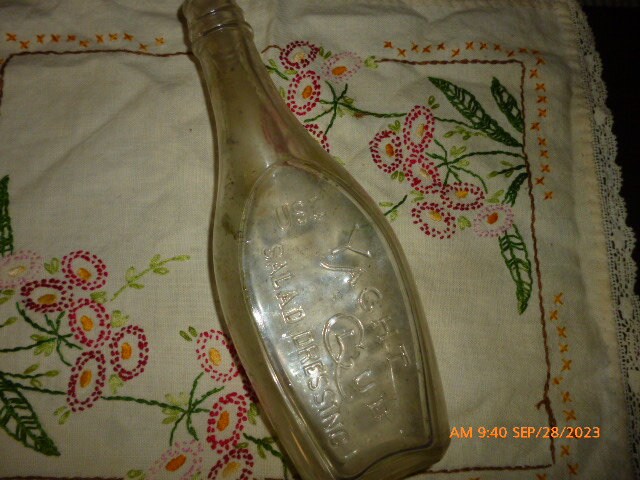 yacht club salad dressing bottle Small Vintage Yacht Club Salad Dressing Chicago Clear Glass Bottle